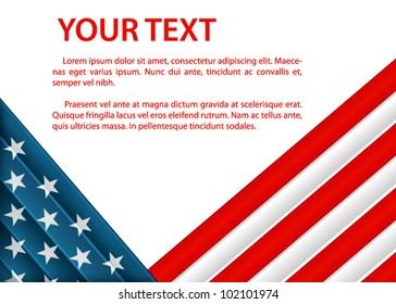 background or frame with American national flag in plastic glossy style. Vector eps file.