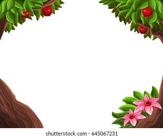 Background frame with apple tree. Vector illustration