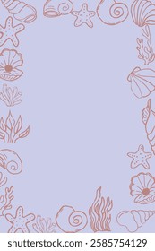 background with a frame around the edge with sea shells