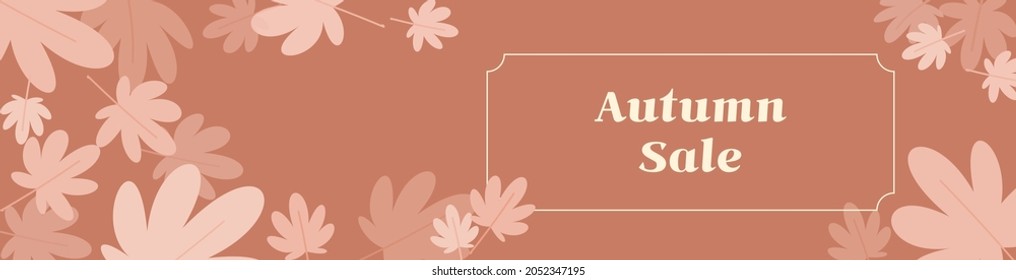 The background frame of autumn leaves. Vector Illustration Eps 10. Autumn atmosphere Horizontal long banner type