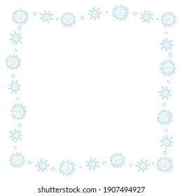 Background, frame, border from molecules, cells of virus, bacteria. Pandemic, epidemic covid-19. Concept of quarantine coronavirus, vaccination. Vector hand drawn outline doodle isolated