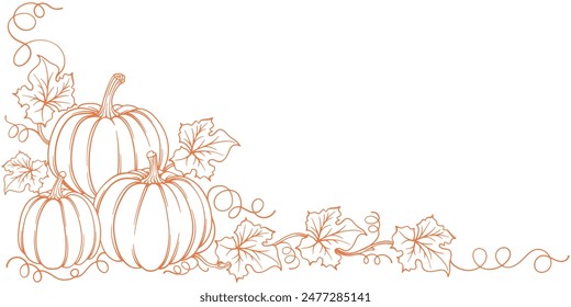 Background, frame, border with pumpkin, halloween, thanksgiving element design, Pumpkin thanksgiving element vector illustration