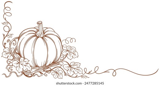 Background, frame, border with pumpkin, halloween, thanksgiving element design, Pumpkin thanksgiving element vector illustration