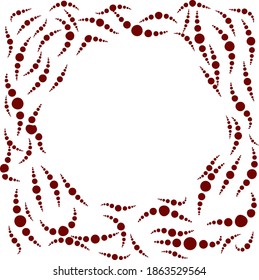 background frame from burgundy chains of beads from small to large