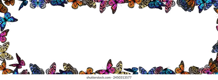 Background frame with butterflies. hand drawing. Not AI, Vector illustration.