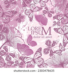 Background frame with butterflies. Vector illustration