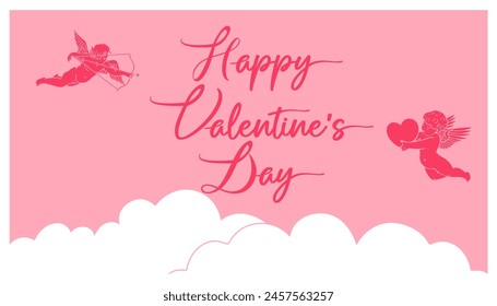 background frame card for valentine and happy valentine's day letter, pink heart love Paper cut decorations for Valentine's day border for cover, card, poster, banner.	