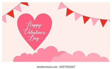 background frame card for valentine and happy valentine's day letter, pink heart love Paper cut decorations for Valentine's day border for cover, card, poster, banner.	