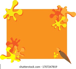 background, frame, design,paintbrush. blots on an orange background.pattern