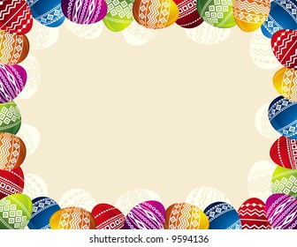 background with frame of easter eggs