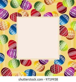 background with frame of easter eggs, vector illustration