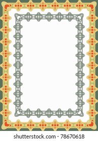 Background with a frame in the form of celtic patterns in a vector