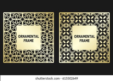 Background frame with golden luxury ornament. Template for design
