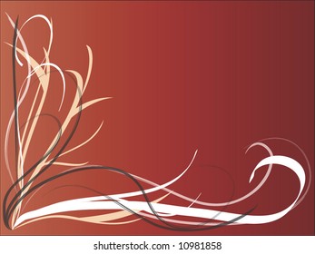 Background frame of graceful curves on rusty red color