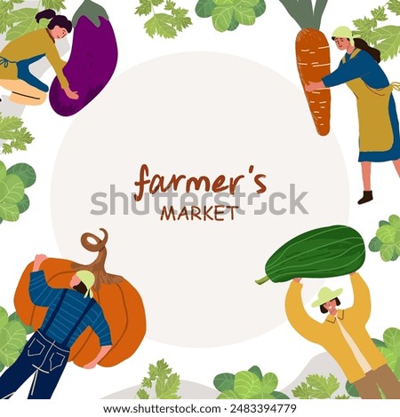 Background, frame, hand drawn harvest, farm, natural, activities in the vegetable garden.