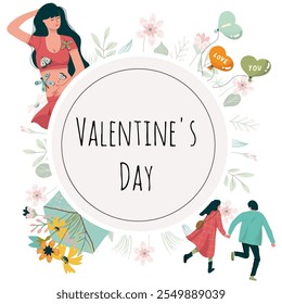 Background, frame, hand drawn Lдove, love story, relationship. Vector background, backdrop for Valentines Day. 