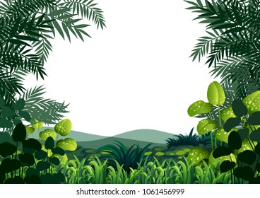 Background frame with hills and grass illustration