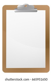 Background frame illustration of a clipboard with clip and blank paper