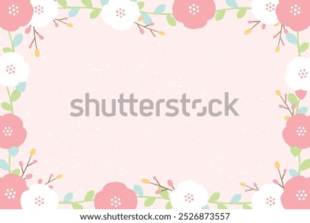 A background frame illustration of a cute winter flower, camellia, perfect for a midwinter greeting card or New Year's postcard