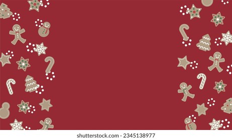 Background frame illustration of a row of gingerbread man cookies.