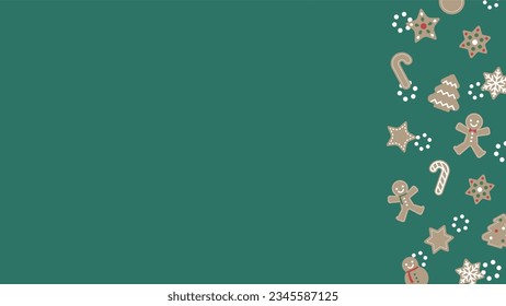 Background frame illustration of a row of gingerbread man cookies.