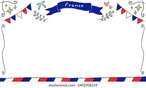 Background frame inspired by France, stylish hand-drawn illustration