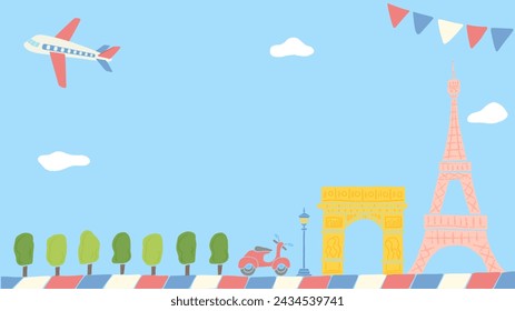 Background frame inspired by France, stylish hand-drawn illustration