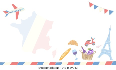 Background frame inspired by France, stylish hand-drawn illustration