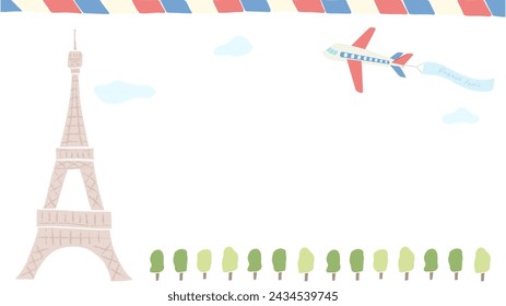 Hintergrund-Rahmen inspiriert von Frankreich, stilvolle handgezeichnete Illustration