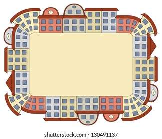 background with frame made of buildings