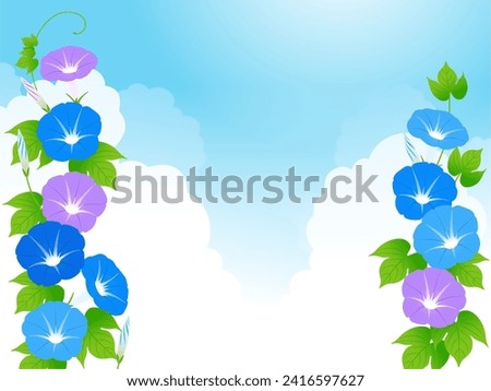 Background frame of morning glory and thunderclouds
