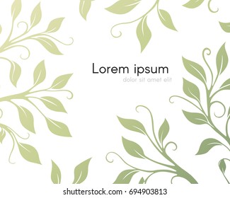 Background with frame from ornamental decorative leaves and branches