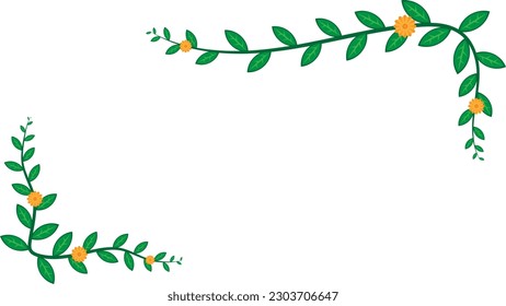 background and frame pattern of green trees and yellow flowers