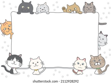 Background frame of playing cats (white background)