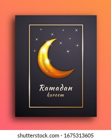 Marco de antecedentes del Ramadán Mubarak con la Luna y las Estrellas Brillantes para celebrar y dar la bienvenida al Mes del Ramadán.