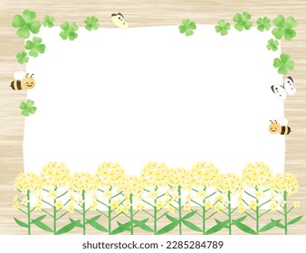 Background frame of rape blossoms and bees