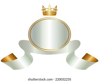 Background with frame, ribbon, crown and place for text