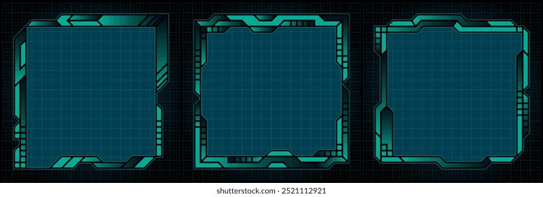 Background frame set, technology futuristic sci-fi hud vector design.