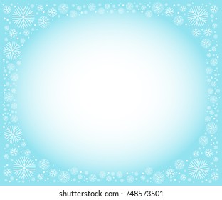 Background frame of snowflakes .Christmas.Vector illustration.Blue  on white.   