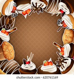 Background frame with sticker cupcake