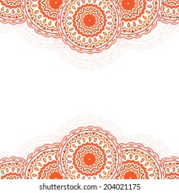 background frame for text - orange mandala. Doodle style