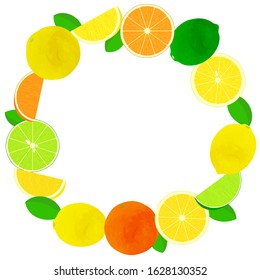 Background frame of various fresh citrus fruits