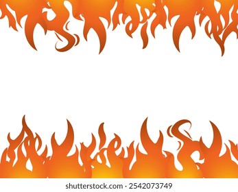 A background or a frame of various shapes gradient color fire, flame, blaze, burning image  - vector illustration