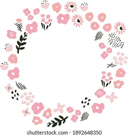 Background Frame Watercolor Flower Illustration Circle Stock Vector ...