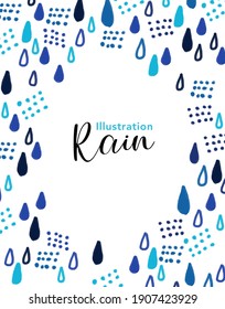 Background frame with watercolor rain illustration