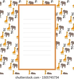 Background with frame, wildlife animal background. Vector background, for text.