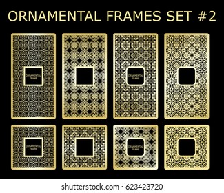 Background frames with golden luxury ornament. Template for design. Vector illustration