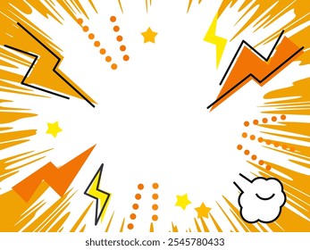 Background (background) frames of radiation and concentration lines representing shock and surprise