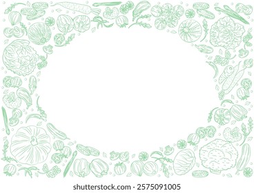 Background Freehand vegetable lines, circles, lines, dots, used as a background for adding letters. Used as a background for the text.