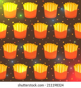 Background with french fries, vector.